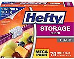 78-Count Hefty Slider Food Storage Bags (Quart Size) $4.37 or Less