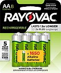 8-Count Rayovac AA 1350mAh Rechargeable Batteries $3.35