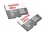 2 Pack SanDisk Ultra 32GB microSDHC UHS-I Class 10 Card with Adapter $6.99