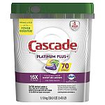 70-Count Cascade Platinum Plus Dishwasher Detergent Actionpacs $14 and more