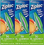 90-Count Ziploc XL Sandwich Bags $6.28 and more