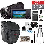 Sony HDR-CX405/B Handycam HD Camcorder w/ 32GB Deluxe Accessory Kit $151