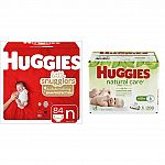 84-Ct. Huggies + 288 Natural Care Wipes (Newborn) $23.25