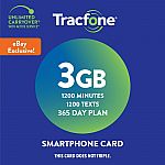 Tracfone Prepaid Smartphone Plan w/ 1200 Min Call & Txt & 3GB Data (AT&T or T-Mo) $40