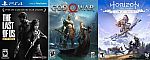 Playstation 4 Games (Last of Us, God of War, and Horizon Zero Dawn) $15