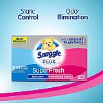 200-Ct Snuggle Plus SuperFresh Fabric Softener Dryer Sheets 2 for $3.53