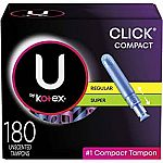 180-Count U by Kotex Click Compact Tampons Multipack $19.54
