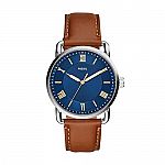 Fossil Men's Copeland Stainless Steel Quartz Watch with Leather Strap $40