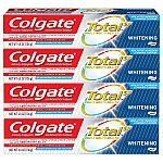 4-Pack 4.8oz. Colgate Total Whitening Toothpaste (Paste or Gel) $5