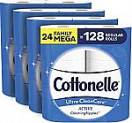 Cottonelle Ultra CleanCare Soft Toilet Paper, 24 Family Mega Rolls $21.66
