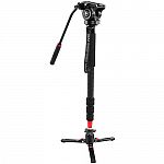 GVM Carbon Fiber 4-Section Monopod with Video Fluid Head $119