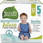 52 Count Seventh Generation Size 5 Baby Diapers $5.28
