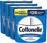 24-Count Cottonelle Ultra CleanCare Family Mega Roll Toilet Paper $21.66