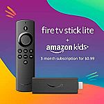 Fire TV Stick Lite w/ 3 months of Amazon Kids+ $18.98