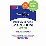 (Back) Tracfone Prepaid Wireless Smartphone Plan + SIM (1200 Min, 1200 Txt, 3GB Data) $20