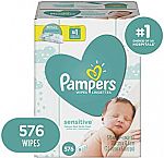 576-Count Pampers Sensitive Water Baby Diaper Wipes $11