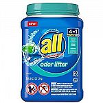 60-Count All Mighty 4-in-1 Laundry Detergent Pacs (Odor Lifter) 3 for $15.56