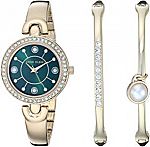Anne Klein Women's Swarovski Crystal Accented Watch and Bangle Set $50 (Org $150)