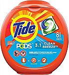 243-Count Tide PODS Laundry Detergent Liquid Pacs (Clean Breeze) $39.97