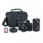 Canon EOS M50 w/ EF-M 15-45mm f/3.5-6.3 & 55-200mm f/4.5-6.3 IS STM Bundle $499