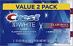 2-Pack Crest 3D White Luxe Glamorous White Toothpaste (3.5-oz) $3.33