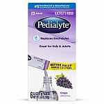 6-count Pedialyte Electrolyte Powder Electrolyte Drink- Grape- Powder Sticks $4.58
