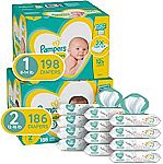 Pampers Swaddlers Diapers (198-Ct Size 1 + 168-Ct Size 2 + 864 Wipes) $81 & More