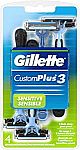 4-Count Gillette CustomPlus 3 Men's Disposable Razor $2.69