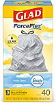 80-Ct 13-Gallon Glad ForceFlex Tall Kitchen Drawstring Trash Bags $9.75