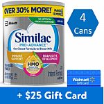 4-Ct 30.8-oz Similac Similac Pro-Advance Non-GMO Infant Formula + $25 Walmart Gift Card $132.50