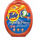 96-Ct Tide or Gain Laundry Detergent Pacs $16.08 & More