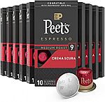 100-Count Peet's Coffee Espresso Capsules Crema Scura 100 Ct  Pods $43.91