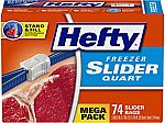 74-Count Hefty Slider Freezer Bags (Quart) $5.40