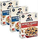 3-Pack of 14.5-oz Quaker Oatmeal Squares Breakfast Cereal $3.70