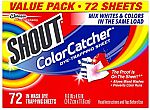 72-Count Shout Color Catcher Sheets for Laundry $8.12