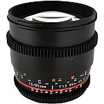 Rokinon 85mm t/1.5 Aspherical Cine Lens for Canon with De-Clicked Aperture and Follow Focus Fixed Lens $229