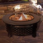 Pure Garden 32" Round Metal Fire Pit Set, Wood Burning Pit $124.99