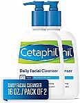 2-Pack Cetaphil Facial Cleanser, Daily Face Wash for Normal to Oily Skin $11.76