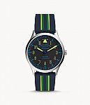 Fossil Men's Forrester Three-Hand Striped Navy Silicone Watch $25 + Free Shipping & More