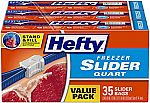 105 Ct Hefty Slider Freezer Quart Storage Bags $6.65