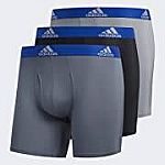 3-Pack adidas Men's Performance Boxer Briefs Underwear (Onix/Black/Grey) $14.25