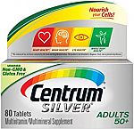 80-Count Centrum Silver Multivitamin (Adults 50 Plus) $4.75