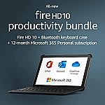 All-new Fire HD 10 tablet 32GB + Bluetooth keyboard + 12mo Microsoft 365 Personal subscription (up to 5 devices) $179.99