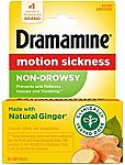 18 Count Dramamine Motion Sickness Non-Drowsy $3.85