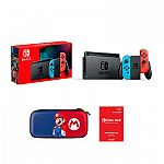 Nintendo Switch w/ Neon Joy Con + Travel Case + Nintendo Online 1 Yr Membership $340 and more