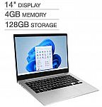 Samsung Galaxy Book Go 14" Laptop: Snapdragon 7c Gen 2, 4GB RAM, 128GB eFUSonal (1-Year Subscription) $199