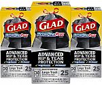 25-Ct 30-Gal Glad ForceFlexPlus Drawstring Trash Bags 3 for $13.04