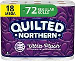 18-Ct Quilted Northern Ultra Plush 3-Ply Mega Roll Toilet Paper $14 and more