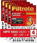 Filtrete 20x25x4, AC Furnace Air Filter, 4-pack $72 and more