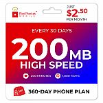 1-Yr Red Pocket Prepaid Plan: Monthly 200 Plan $30, Monthly 1GB Plan $84